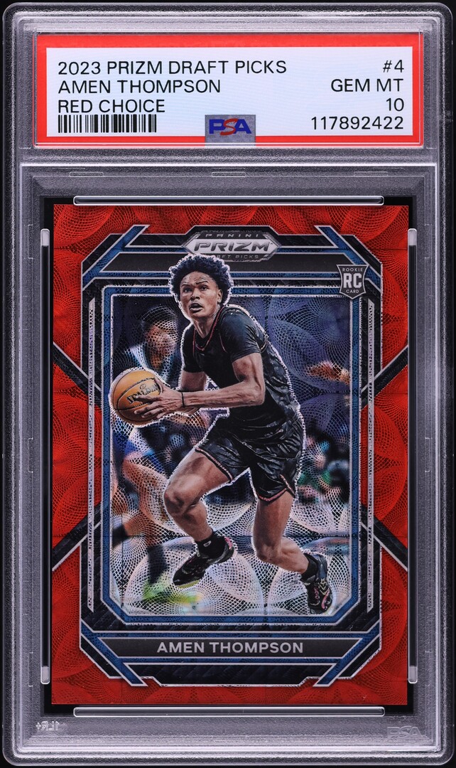 2023 Panini Prizm Draft Picks Red Choice Amen Thompson ROOKIE /88 #4 PSA 10