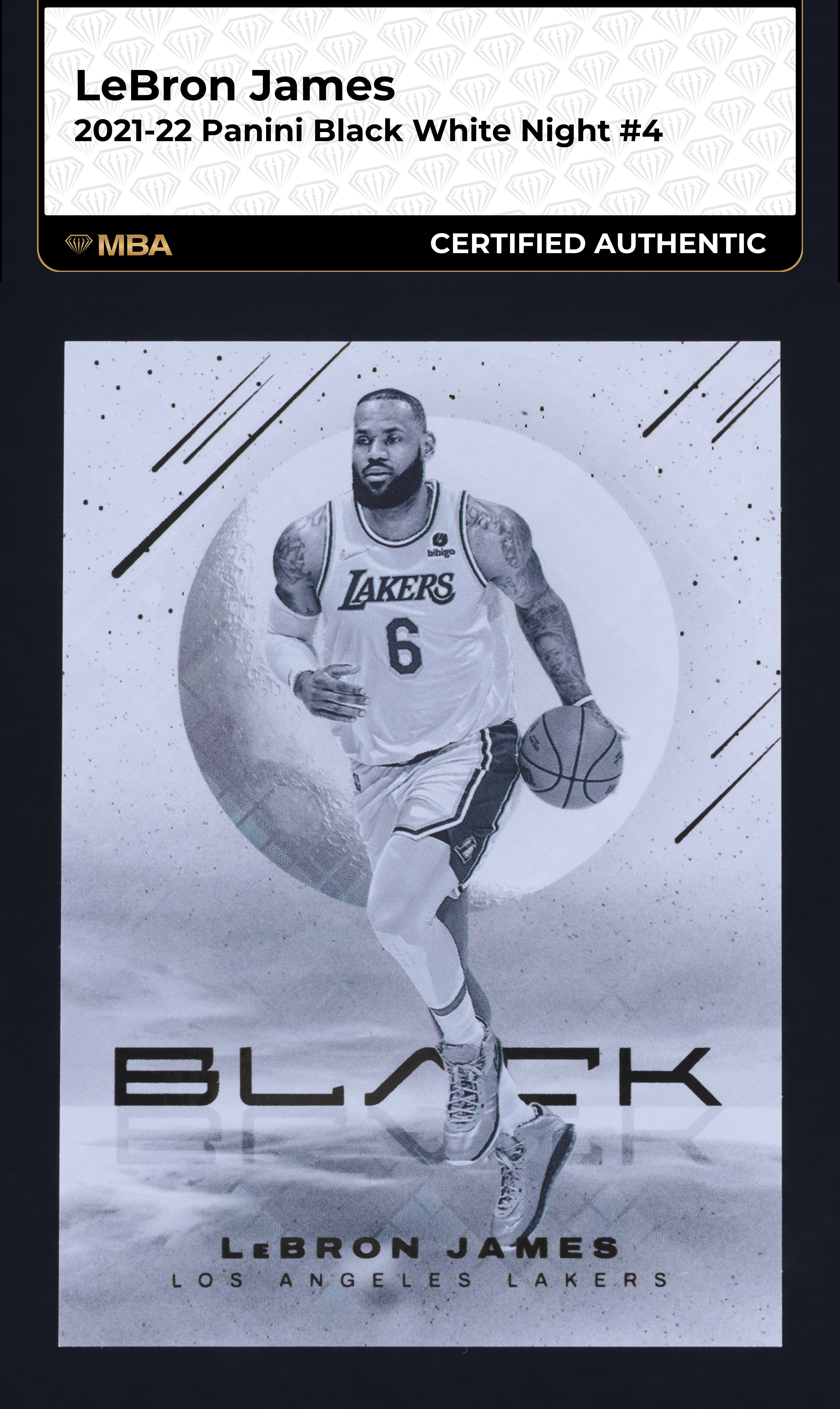 2021 Panini Black White Night LeBron James #4 MBA AUTH