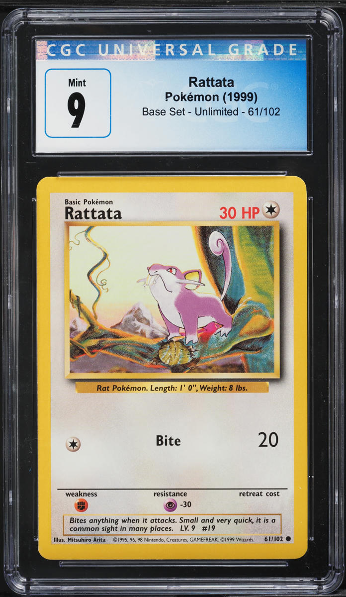 1999 Pokemon Base Set Rattata #61 CGC 9 MINT