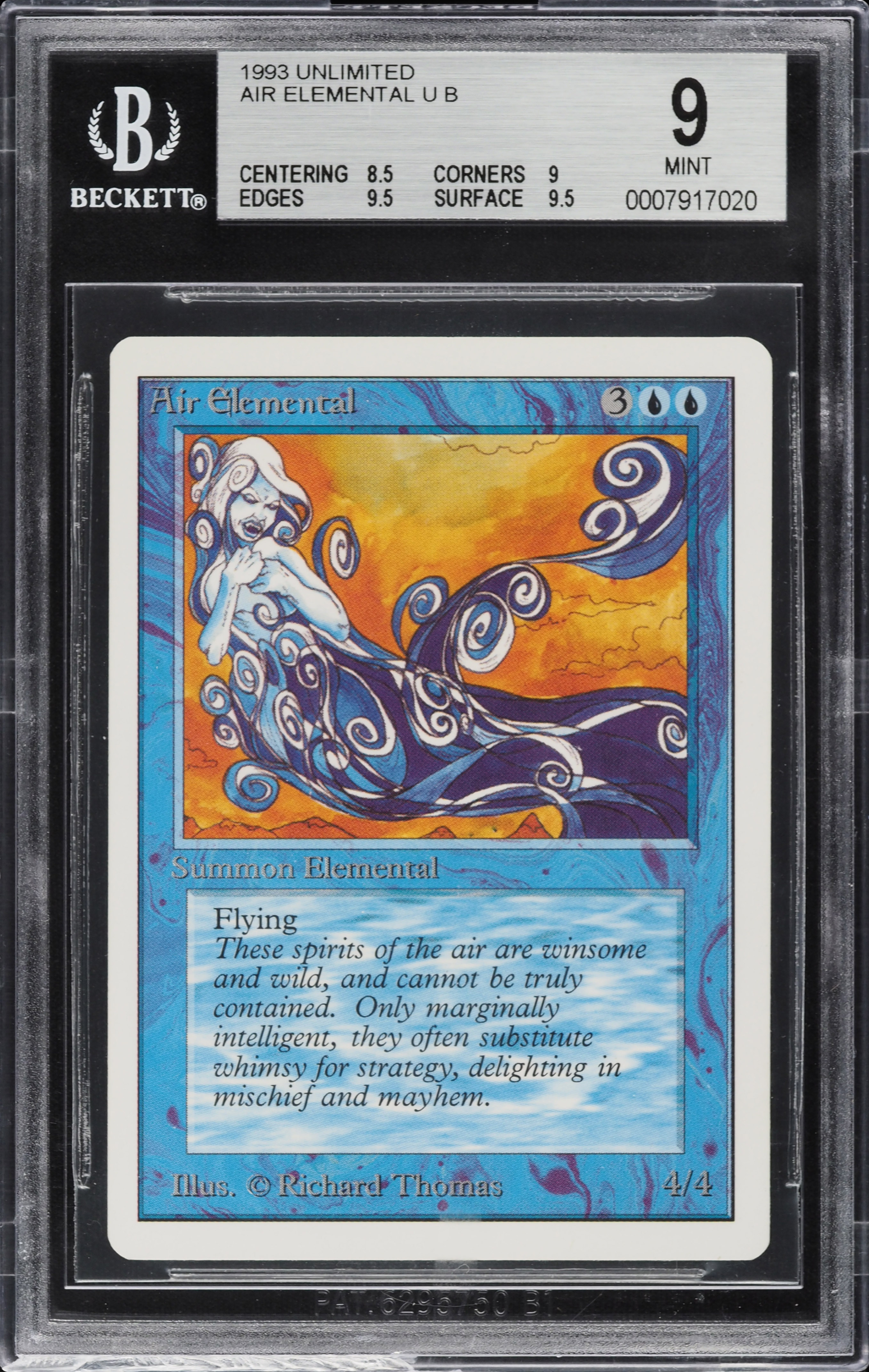 1993 Magic The Gathering MTG Unlimited Air Elemental U B BGS 9 MINT