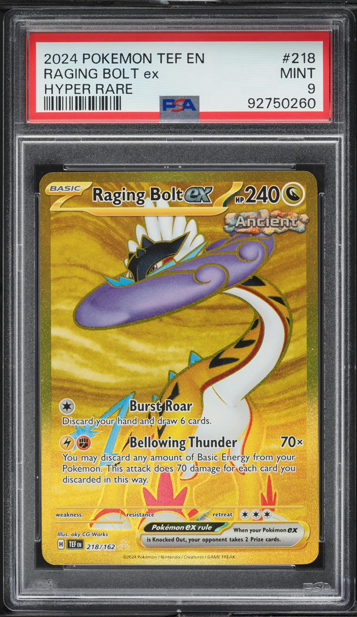 2024 Pokemon SV Temporal Forces Full Art Raging Bolt ex #218 PSA 9 MINT