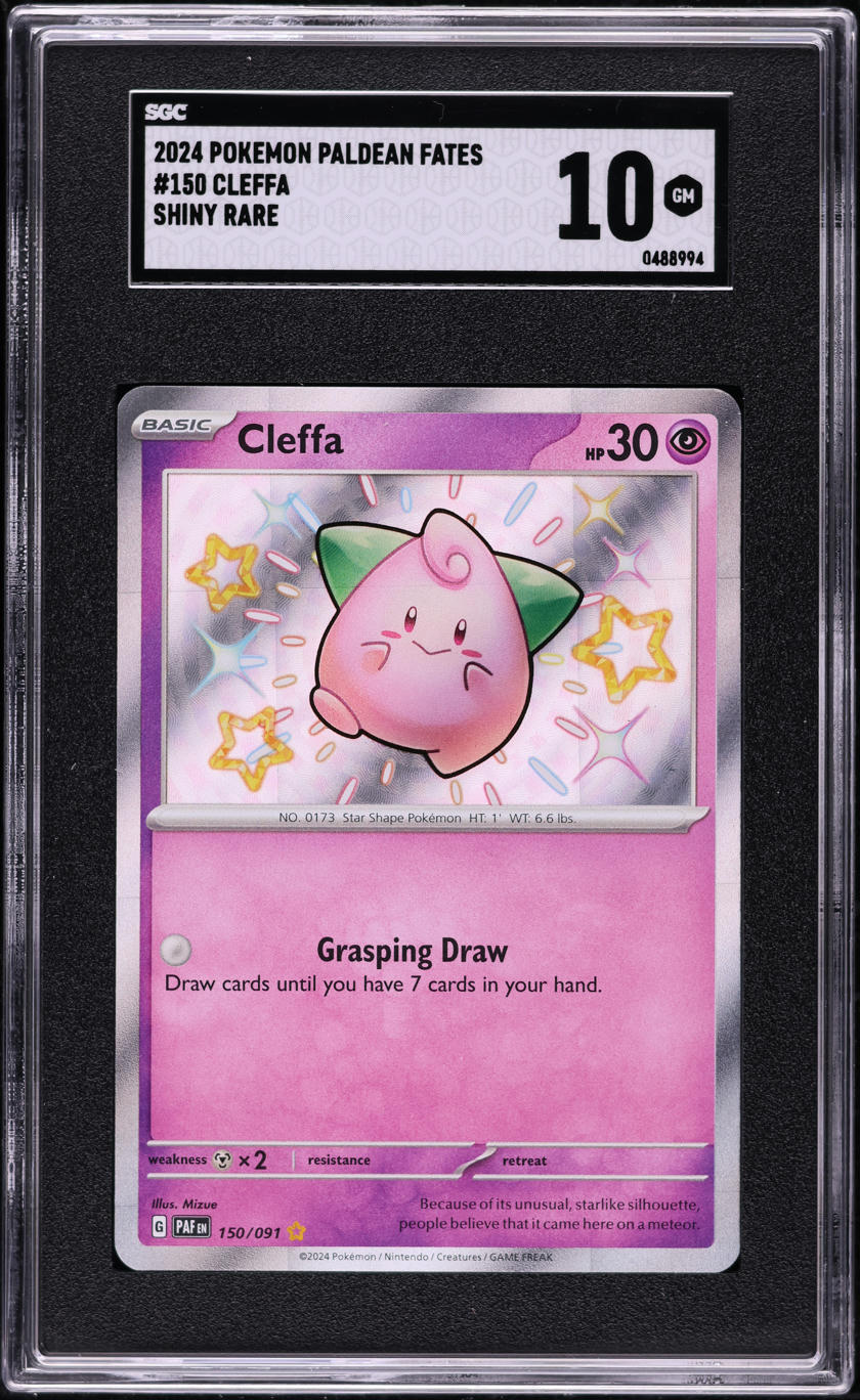 2024 Pokemon Scarlet & Violet Paldean Fates Holo Shiny Cleffa #150 SGC 10 GEM