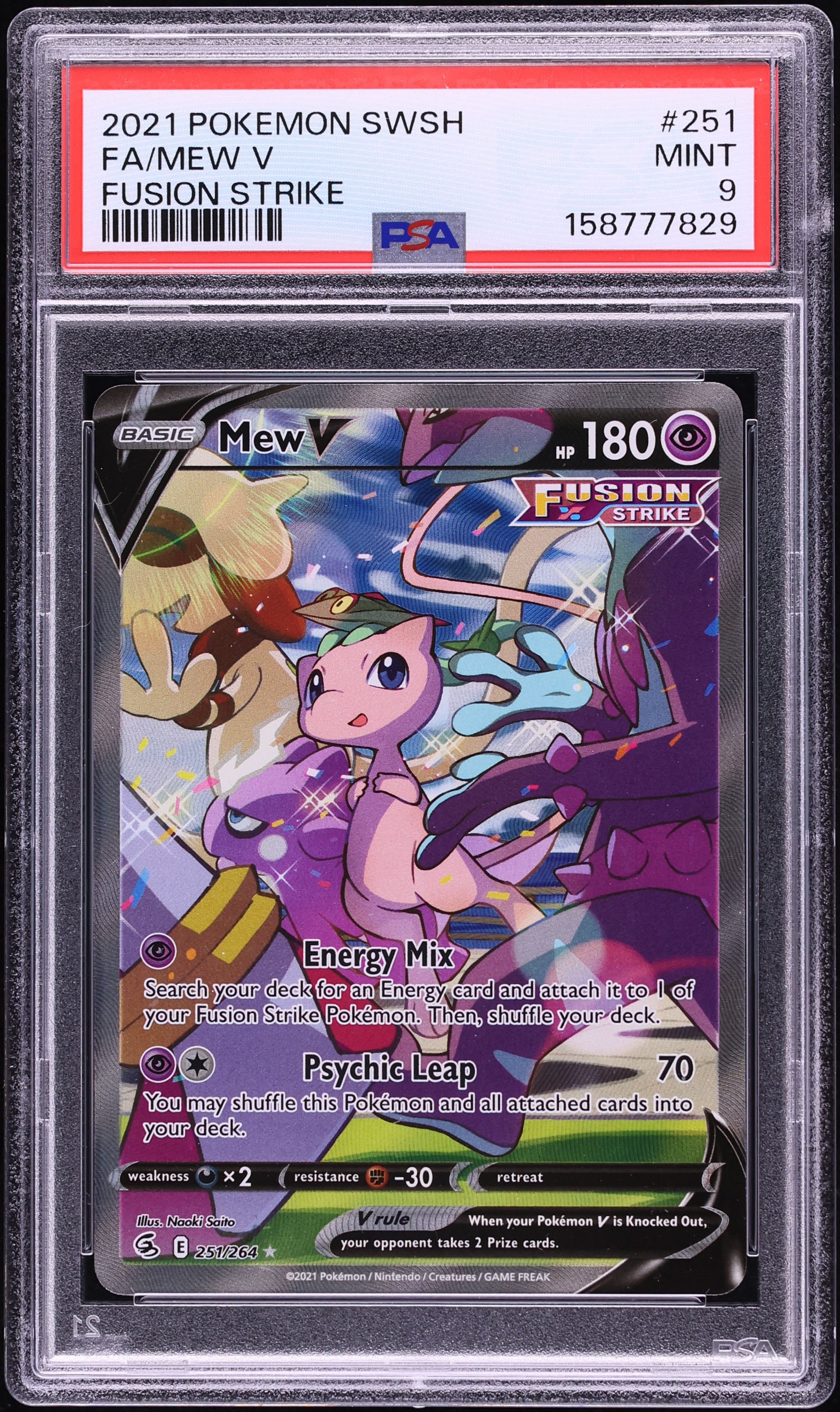 2021 Pokemon Sword & Shield Fusion Strike Alt Art Mew V #251 PSA 9 MINT