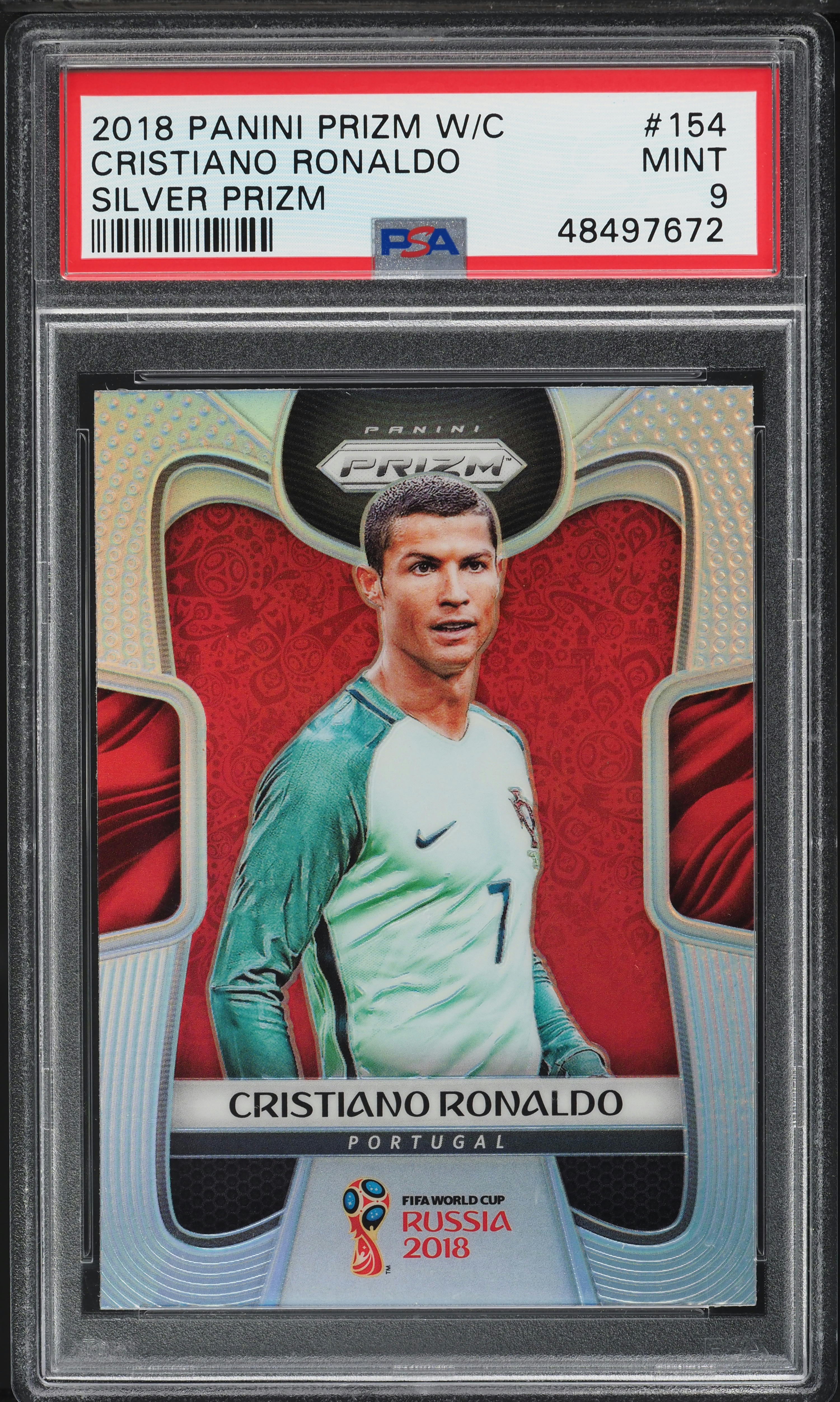 2018 Panini Prizm World Cup Silver Cristiano Ronaldo #154 PSA 9 MINT