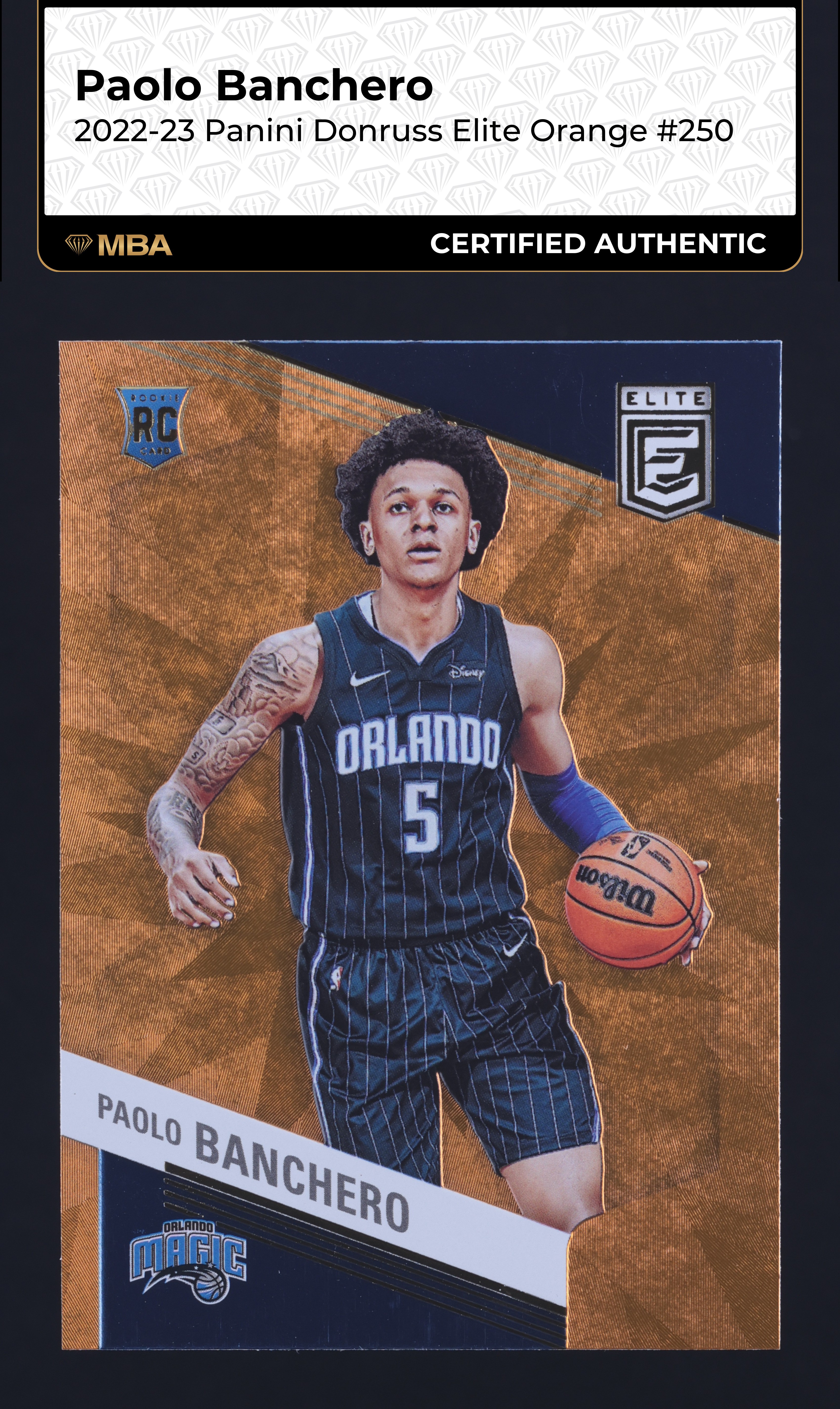 2022 Donruss Elite Orange Paolo Banchero ROOKIE #250 MBA AUTH