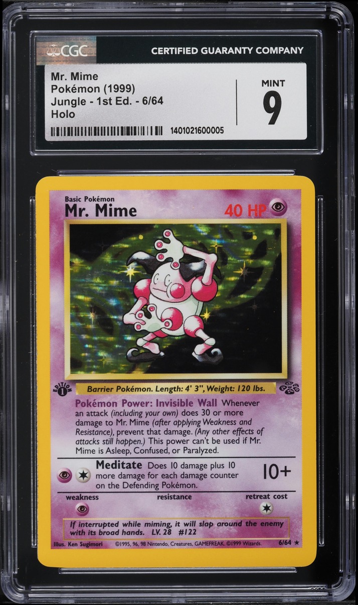 1999 Pokemon Jungle 1st Edition Holo Mr. Mime #6 CGC 9 MINT