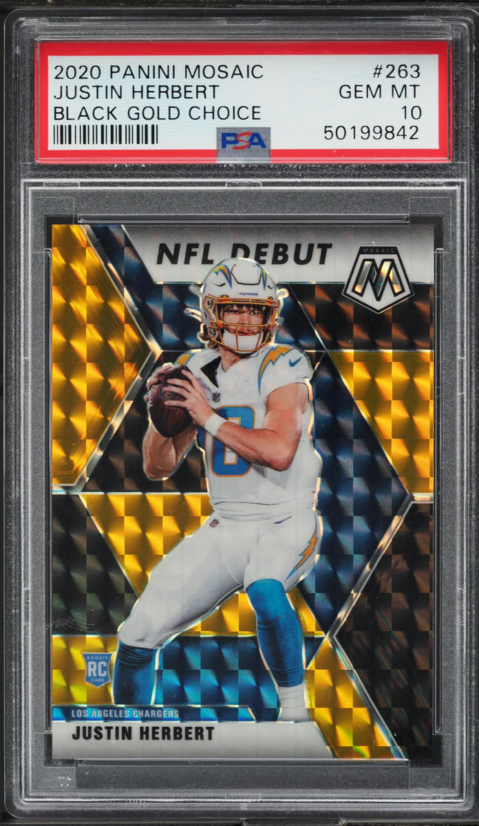 2020 Panini Mosaic Choice Black Gold Justin Herbert ROOKIE /8 #263 PSA 10 GEM