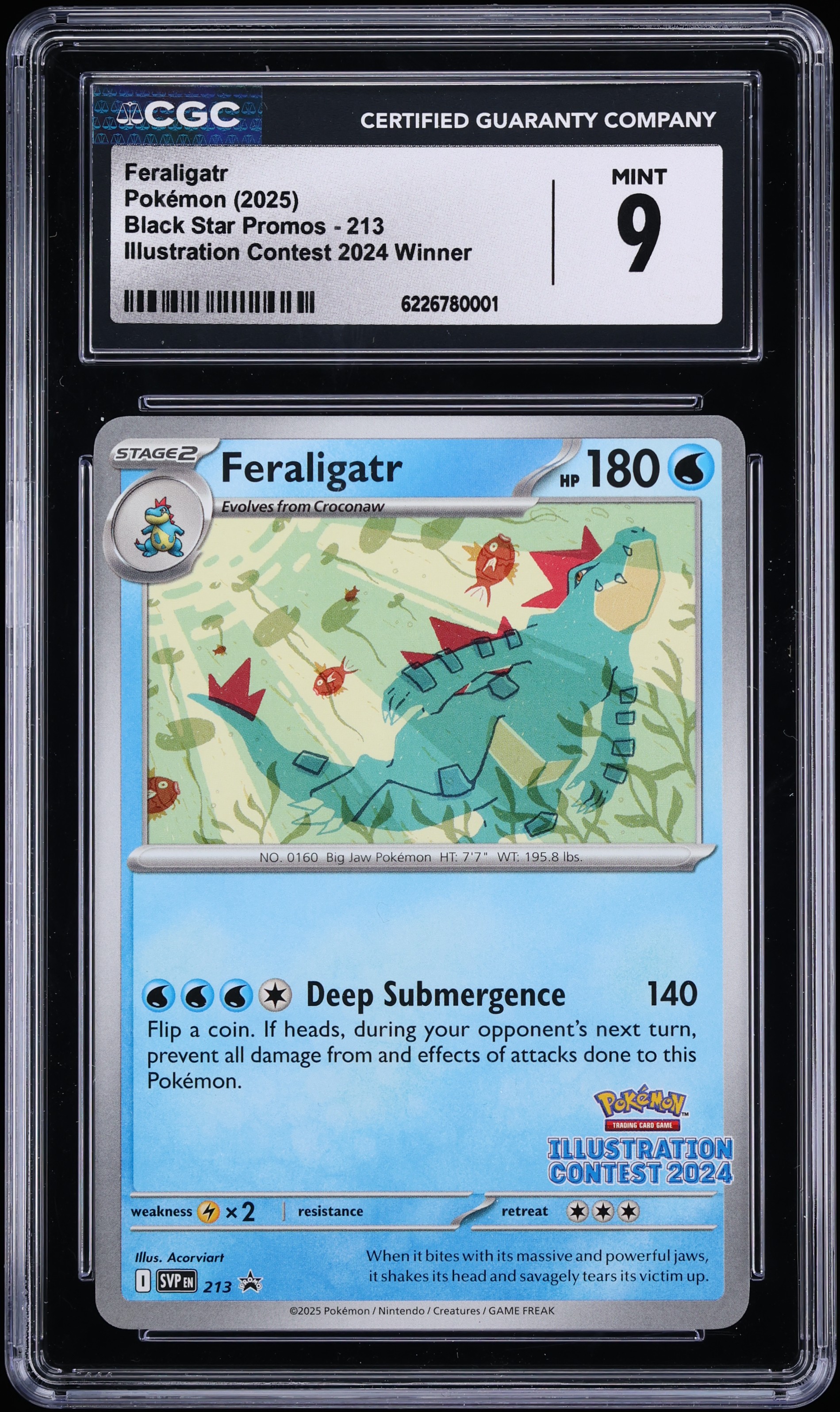 2025 Pokemon Scarlet & Violet Promo Illustration Contest '24 Winner Feraligatr #213 CGC 9 MINT