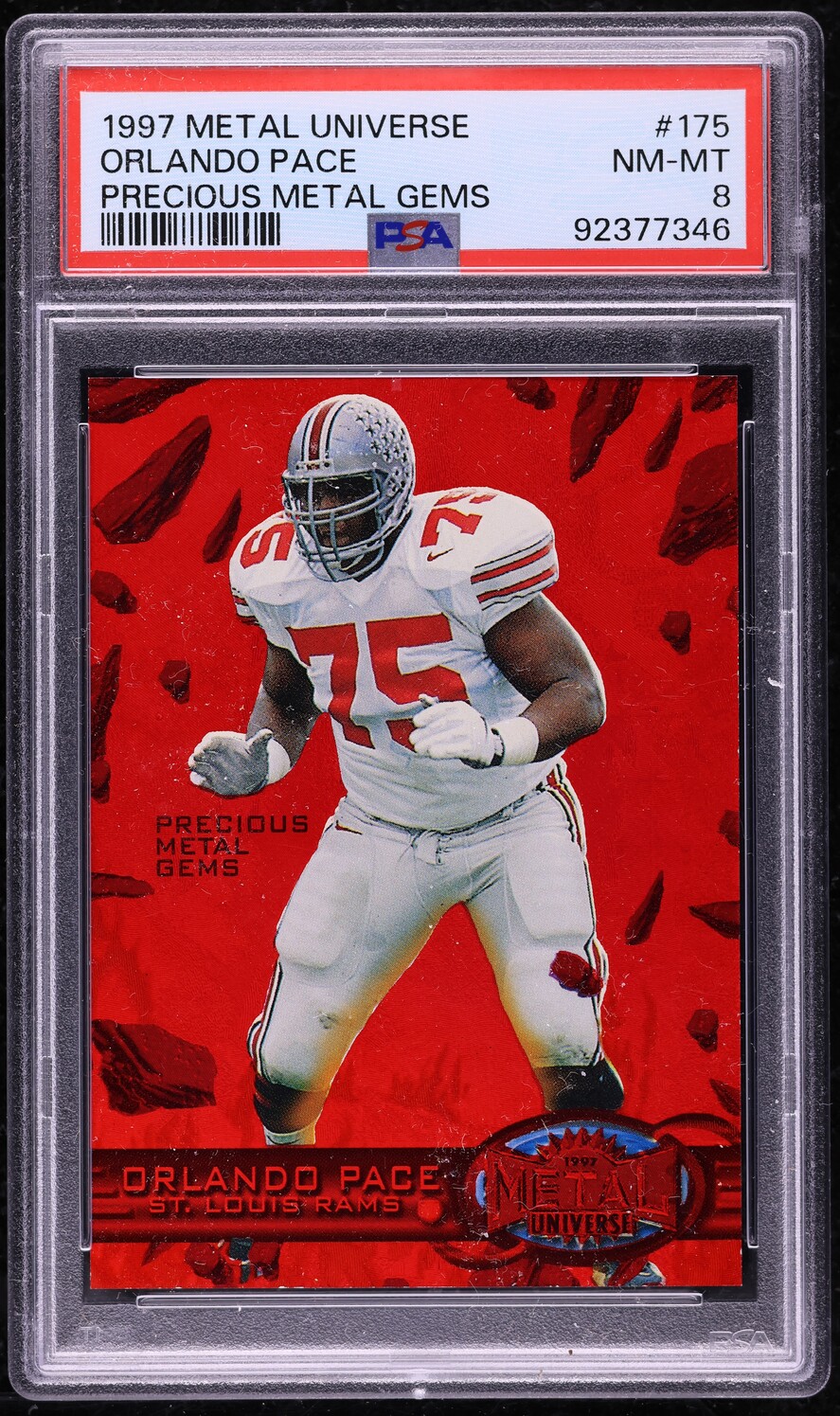 1997 Metal Universe Precious Metal Gems PMG Red Orlando Pace ROOKIE /150 PSA 8