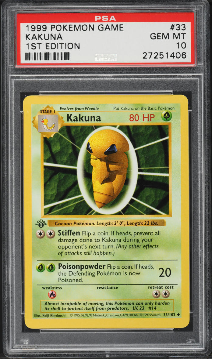 1999 Pokemon Base Set Shadowless 1st Edition Kakuna #33 PSA 10 GEM MINT