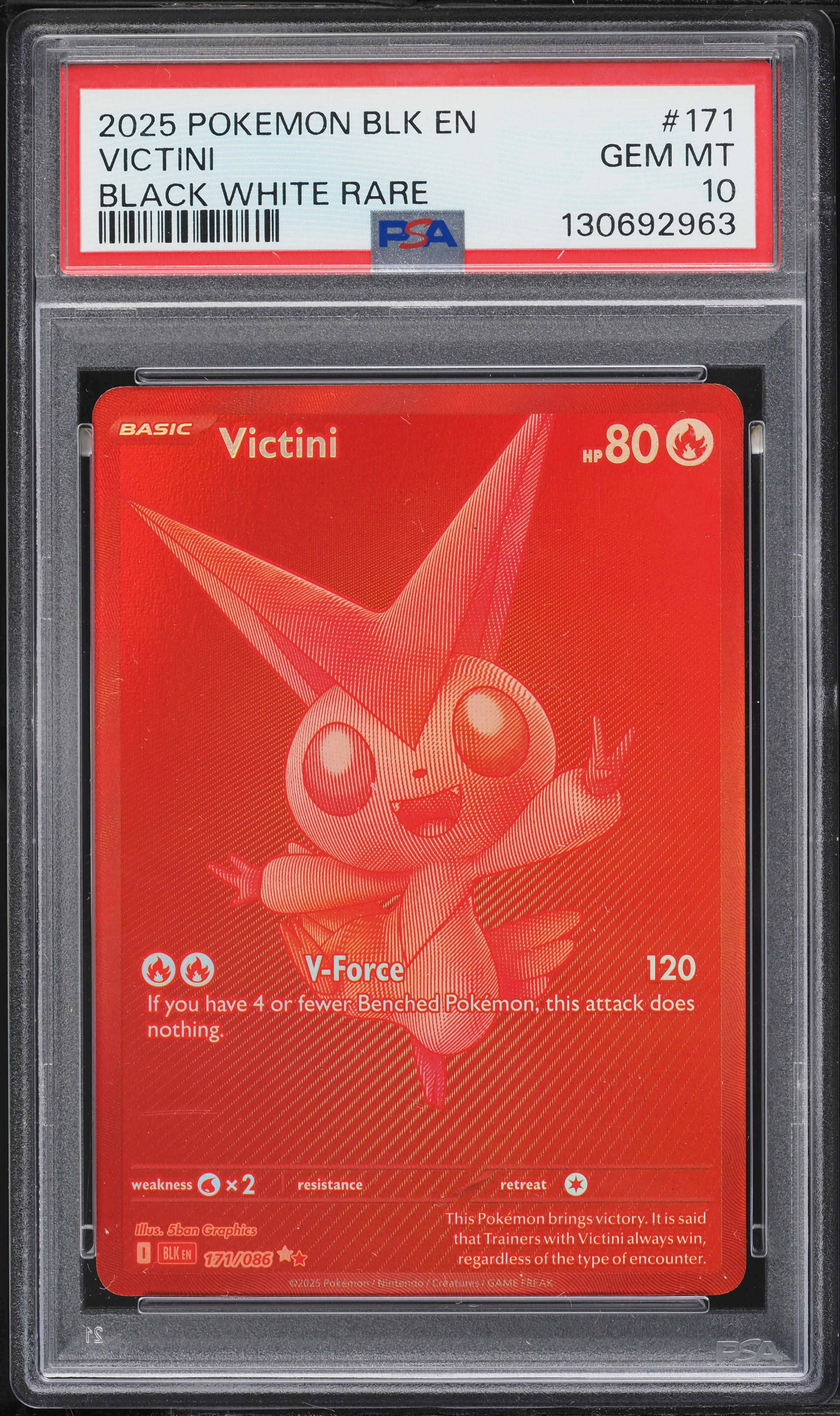 2025 Pokemon Scarlet & Violet Black Bolt BWR Victini #171 PSA 10 GEM MINT