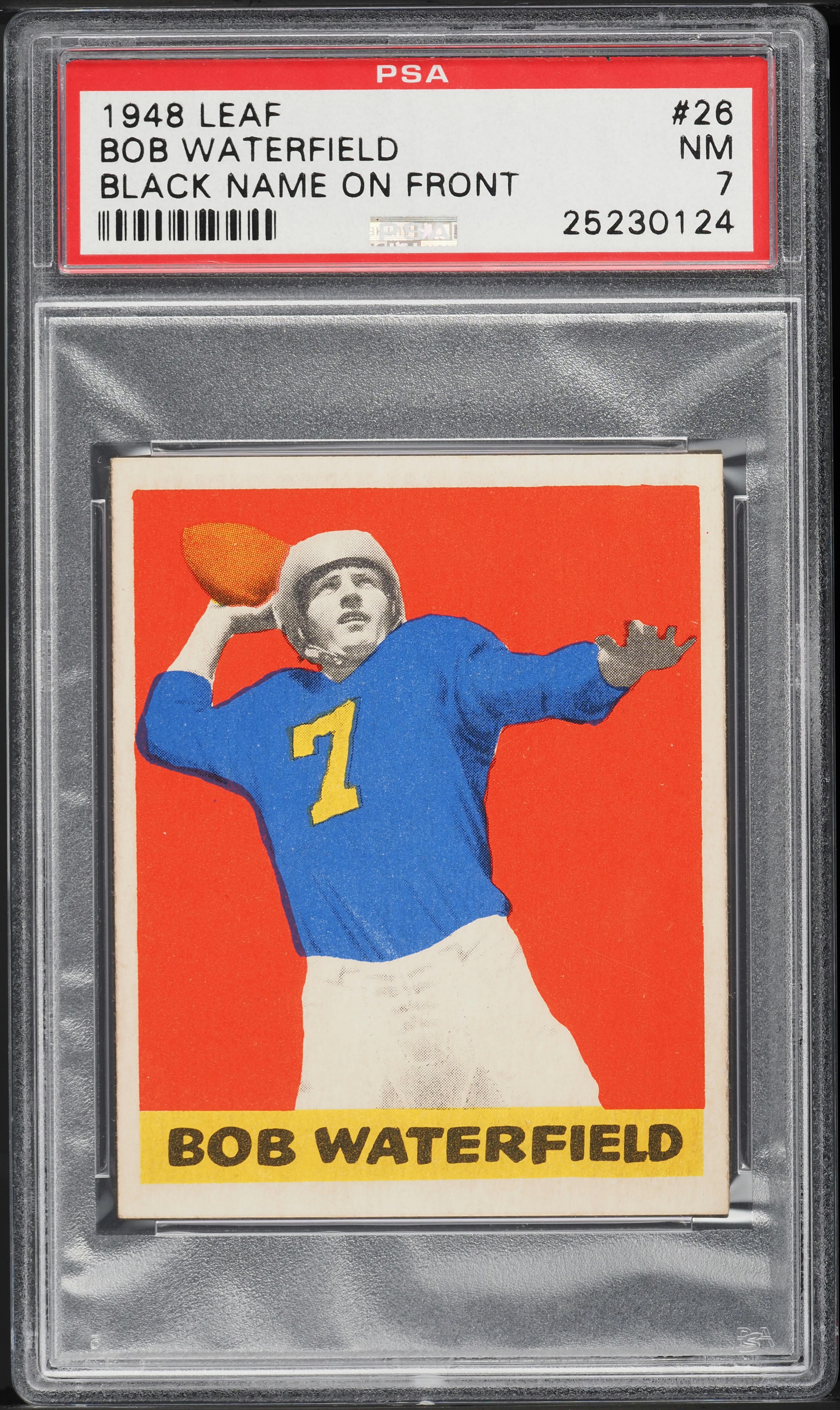 1948 Leaf Football Bob Waterfield ROOKIE #26 PSA 7 NRMT (PWCC-S)