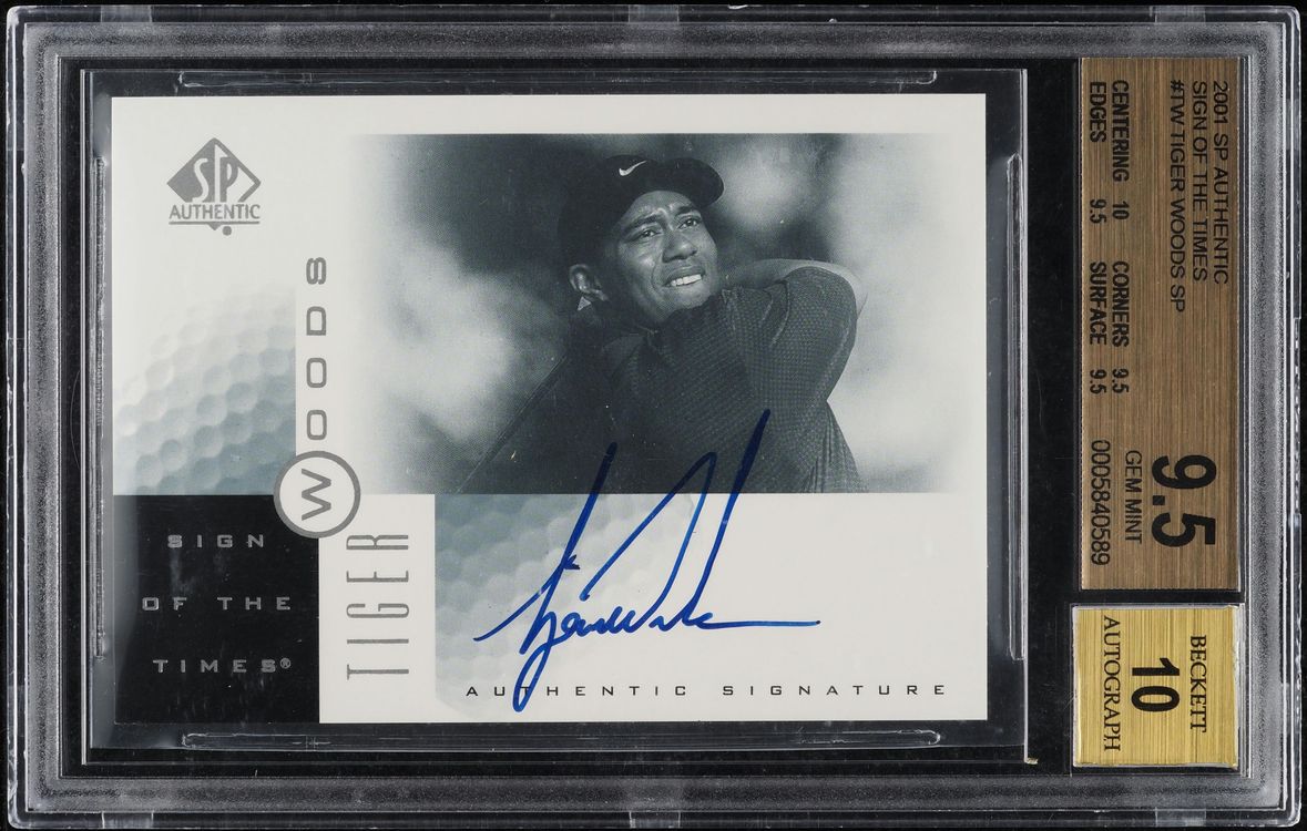 2001 SP Authentic Sign Of The Times Tiger Woods ROOKIE AUTO #TW BGS 9.5 GEM MINT