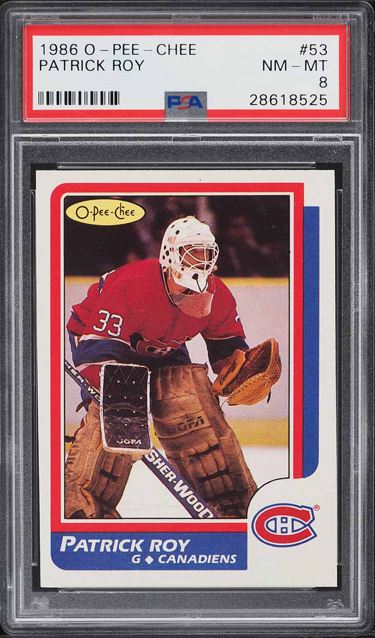 1986 O-Pee-Chee Hockey Patrick Roy ROOKIE #53 PSA 8 NM-MT