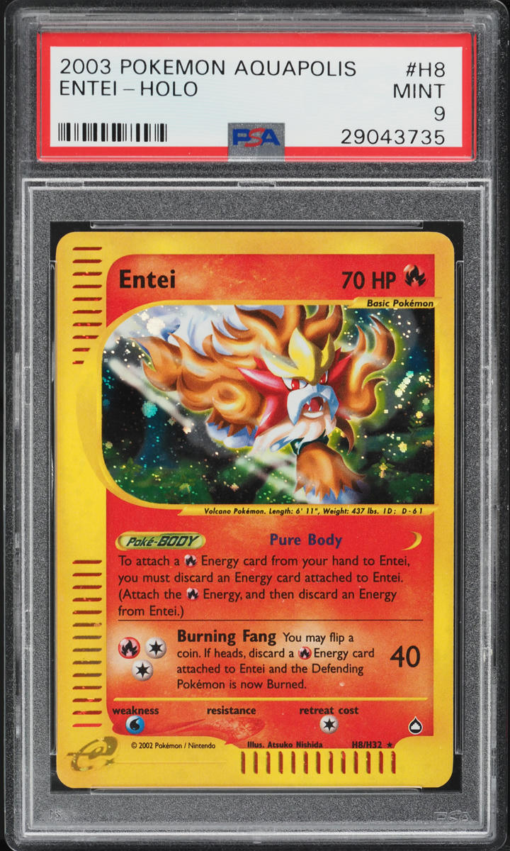 2003 Pokemon Aquapolis Holo Entei #H8 PSA 9 MINT