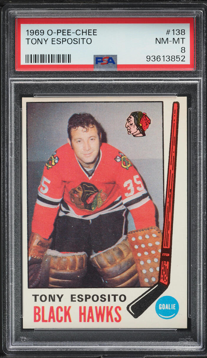 1969 O-Pee-Chee Hockey Tony Esposito ROOKIE #138 PSA 8 NM-MT