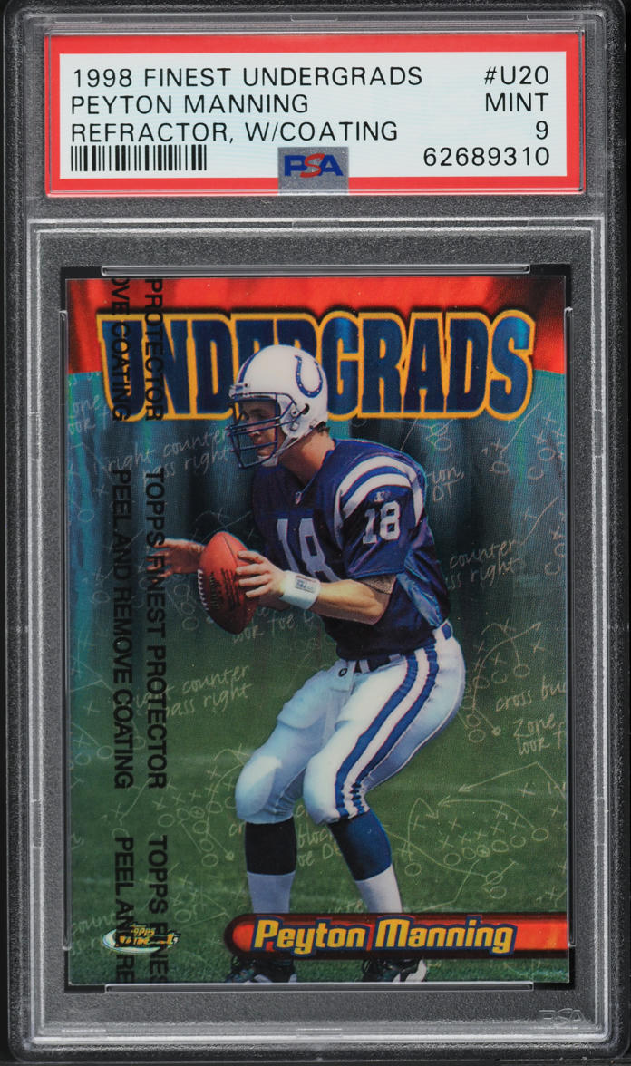 1998 Finest Undergrads Refractor w/ Coating Peyton Manning ROOKIE #U20 PSA 9