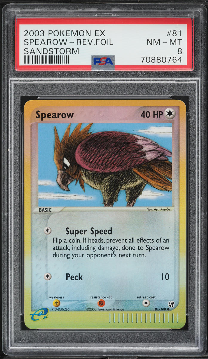 2003 Pokemon EX Sandstorm Reverse Holo Spearow #81 PSA 8 NM-MT