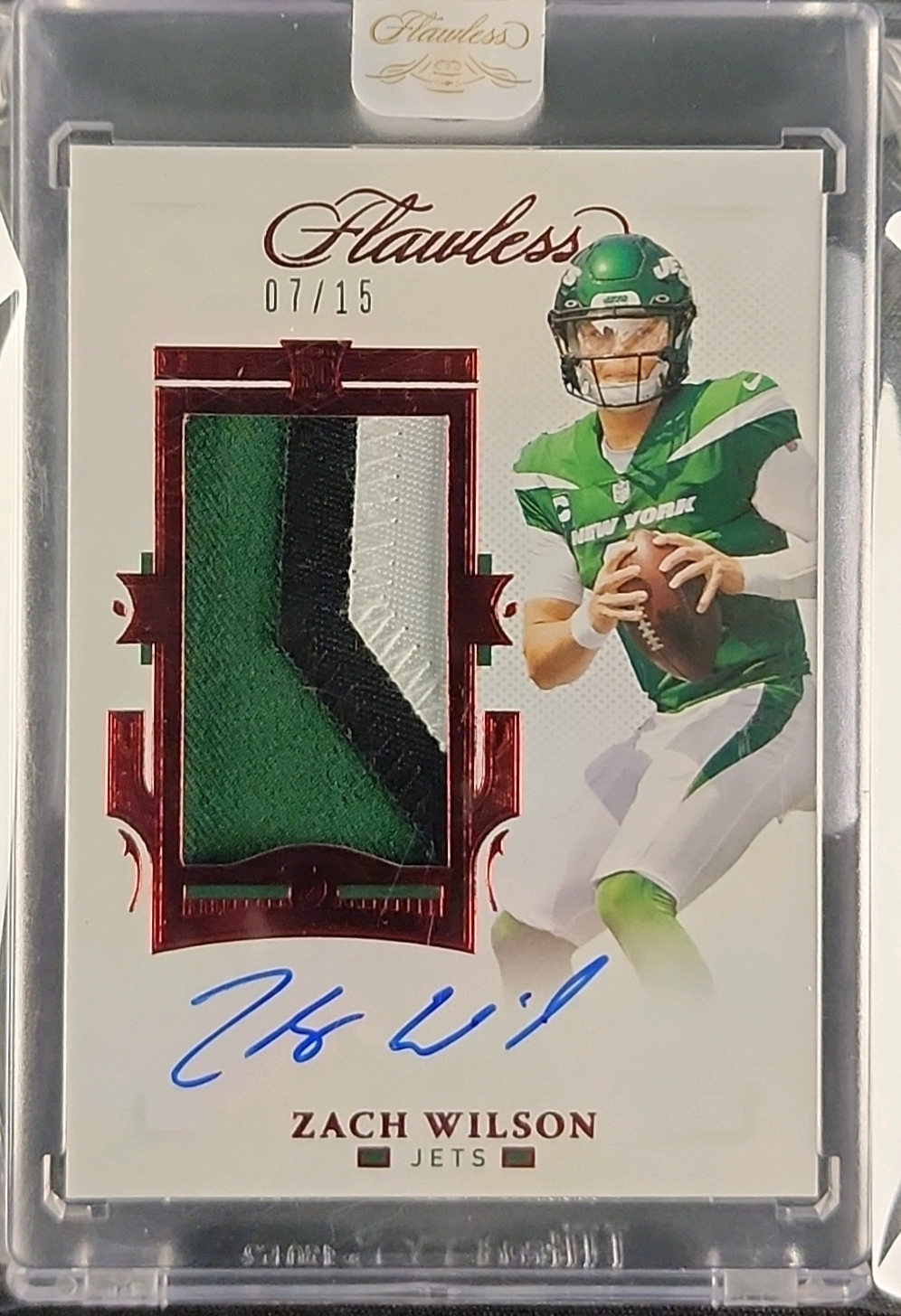 2021 Panini Flawless Ruby Zach Wilson ROOKIE PATCH AUTO /15 #RPA-ZWI MBA AUTH