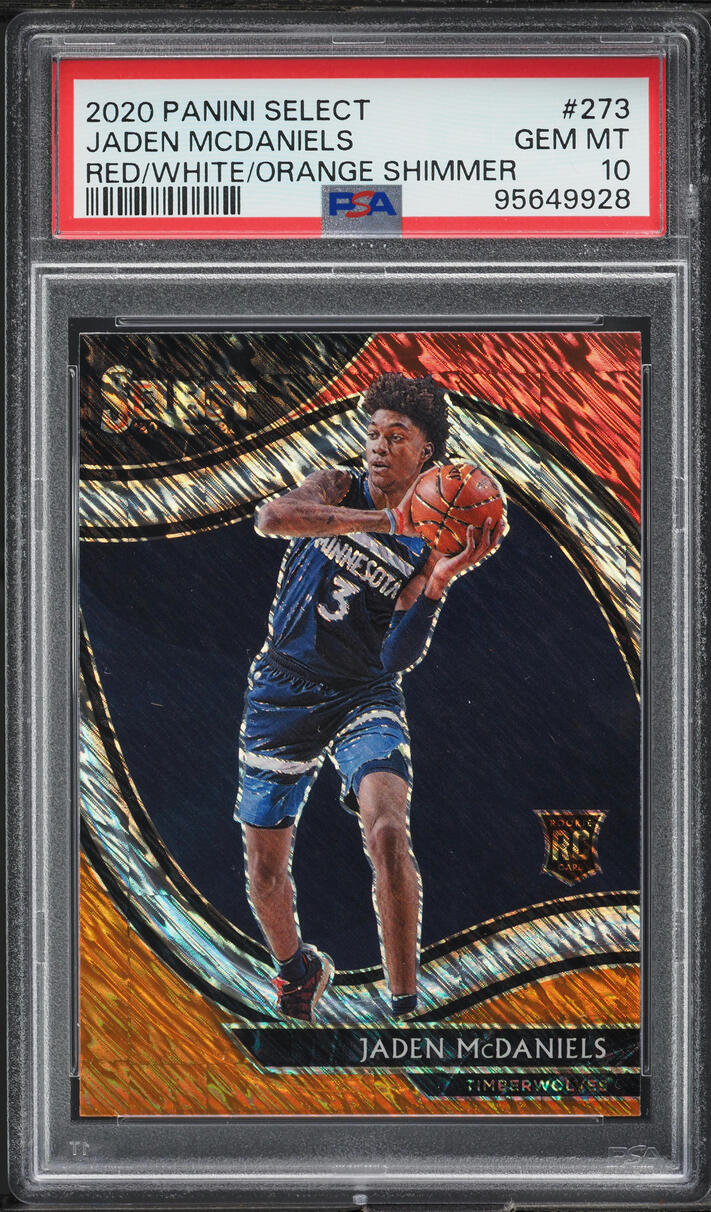 2020 Select Courtside Red White Orange Shimmer Jaden McDaniels RC #273 PSA 10