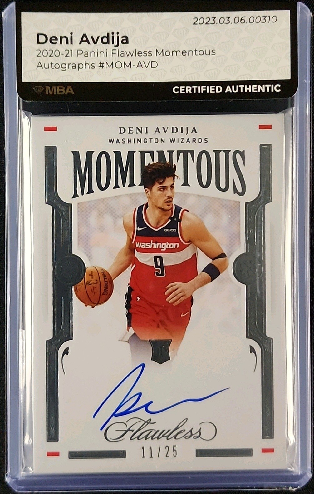 2020 Panini Flawless Momentous Deni Avdija ROOKIE AUTO /25 #MOM-AVD MBA AUTH