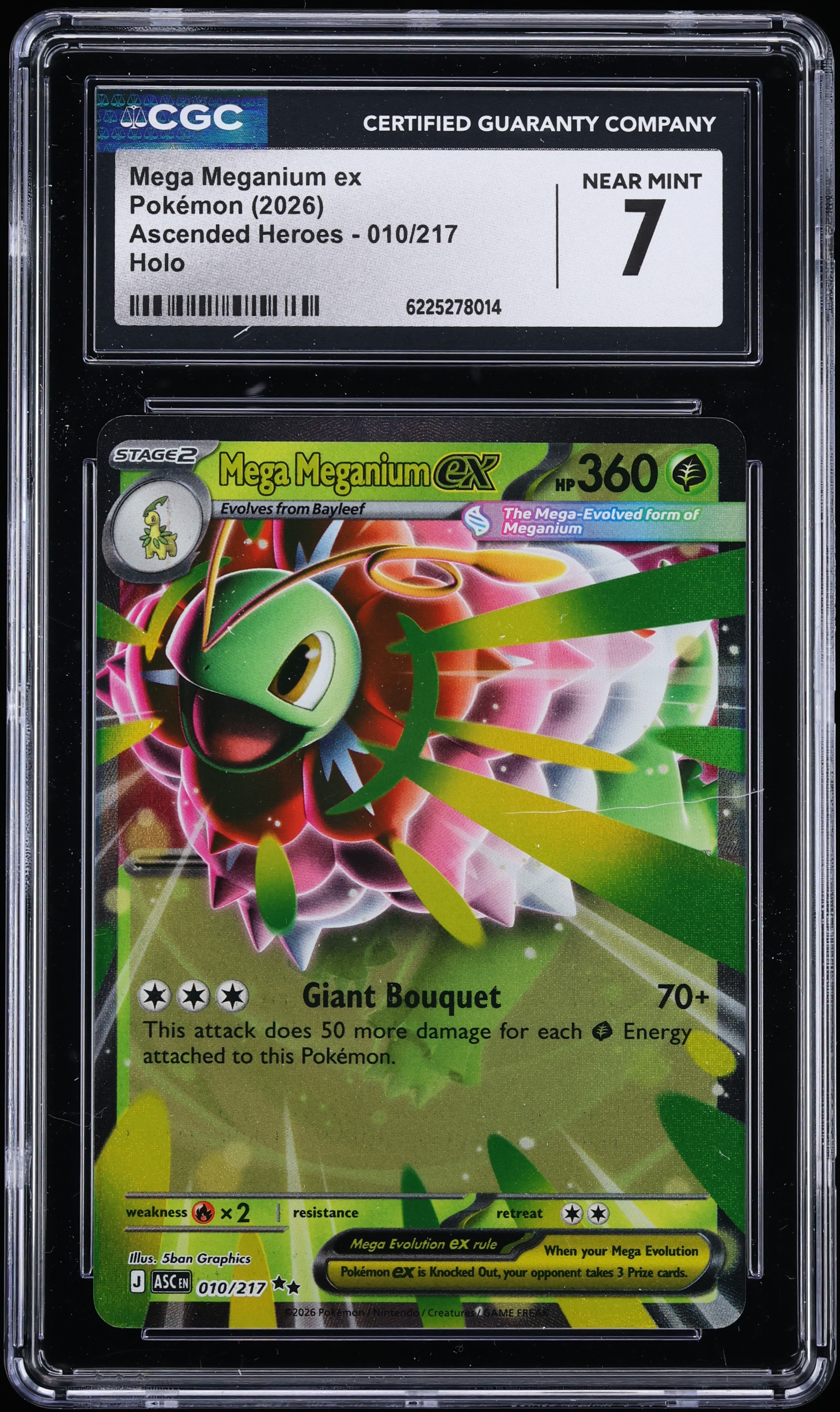 2026 Pokemon Mega Evolution Ascended Heroes Holo Mega Meganium EX #10 CGC 7 NRMT