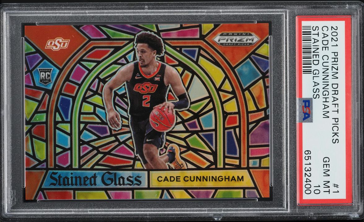 2021 Panini Prizm Draft Picks Stained Glass Cade Cunningham ROOKIE #1 PSA 10 GEM