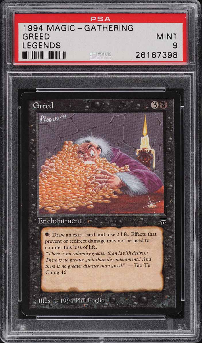 1994 Magic The Gathering MTG Legends Greed PSA 9 MINT