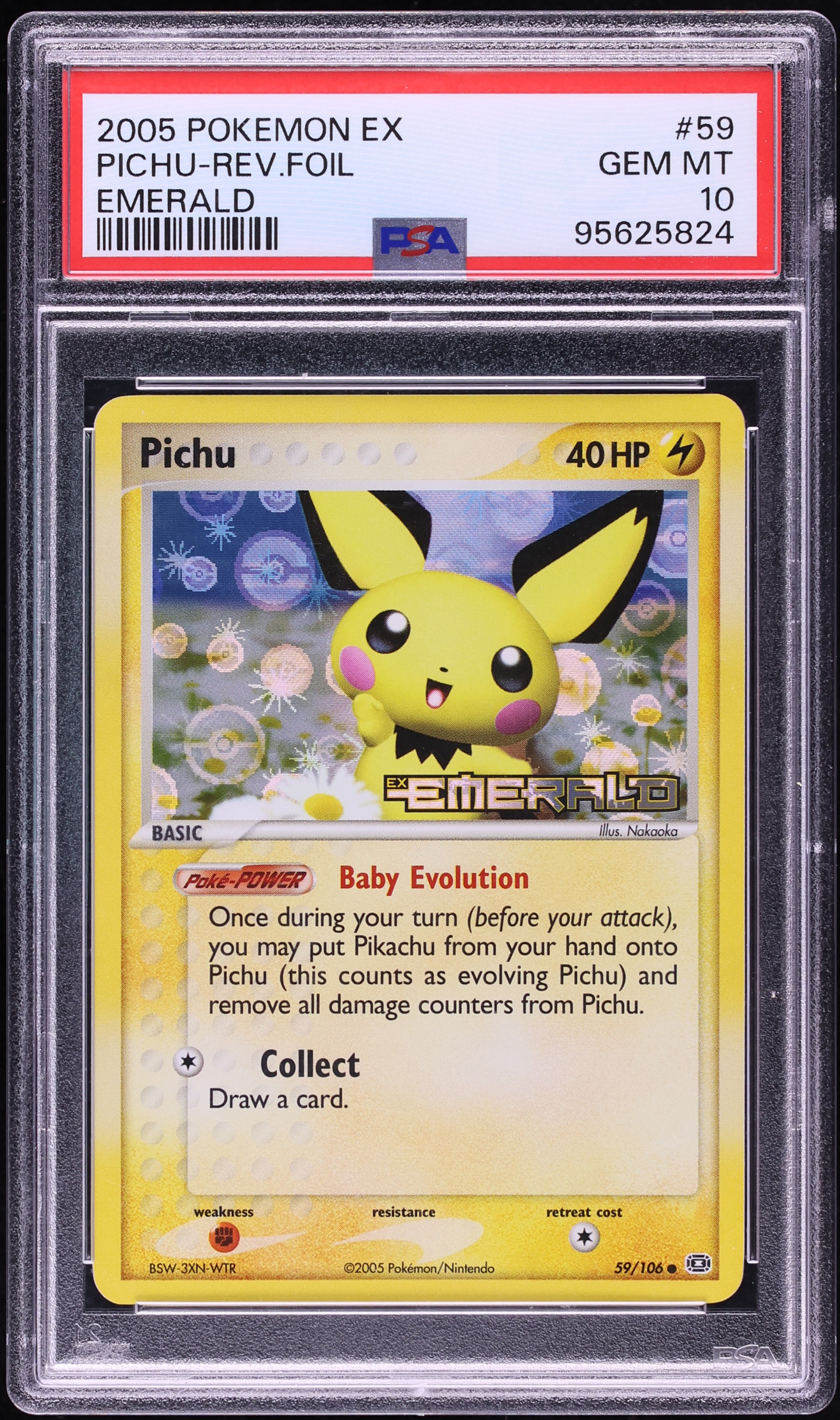 2005 Pokemon EX Emerald Reverse Holo Pichu #59 PSA 10 GEM MINT