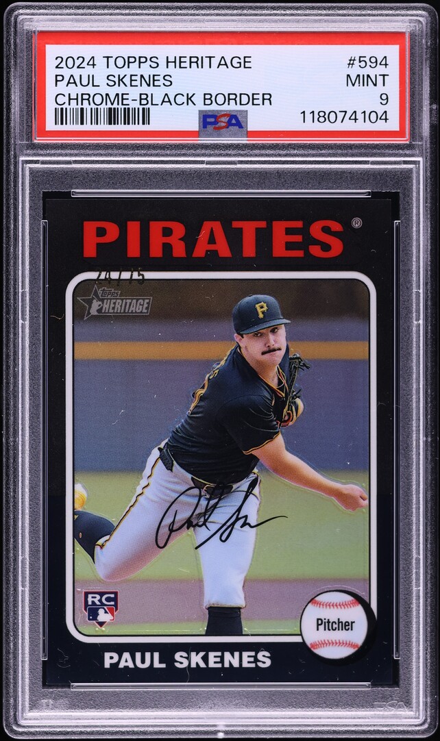 2024 Topps Heritage Chrome Black Border Paul Skenes ROOKIE /75 #594 PSA 9 MINT