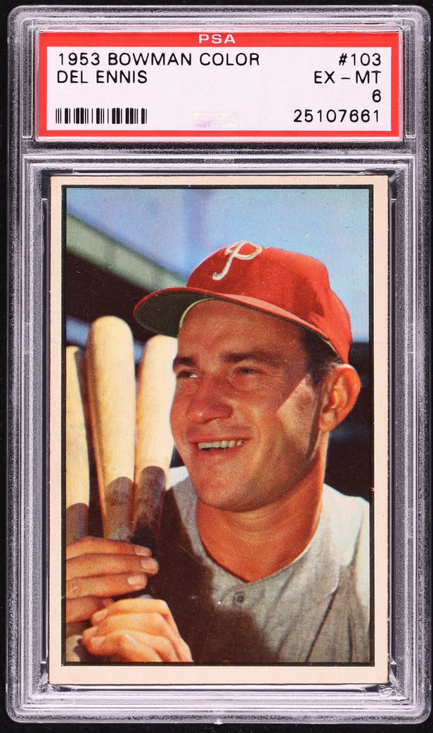 1953 Bowman Color Del Ennis #103 PSA 6 EXMT
