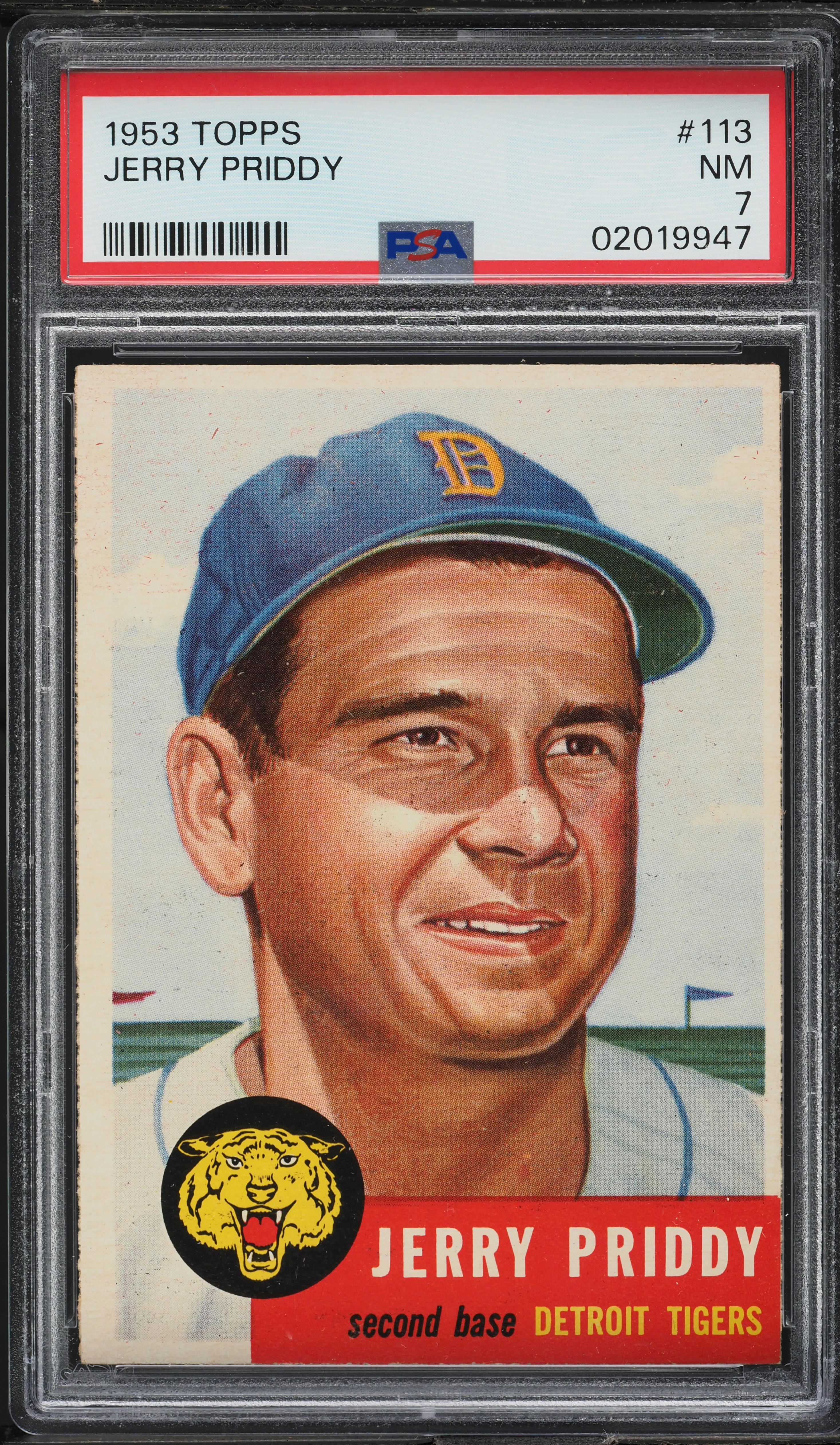 1953 Topps Jerry Priddy SHORT PRINT #113 PSA 7 NRMT