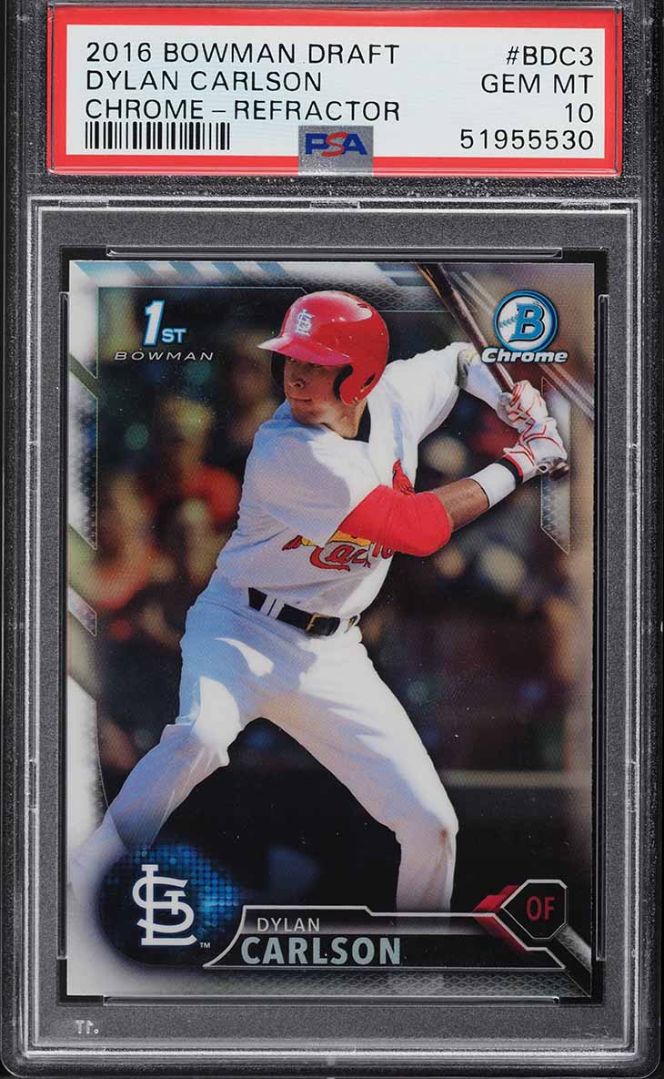 2016 Bowman Chrome Draft Refractor Dylan Carlson ROOKIE #BDC-3 PSA 10 GEM MINT