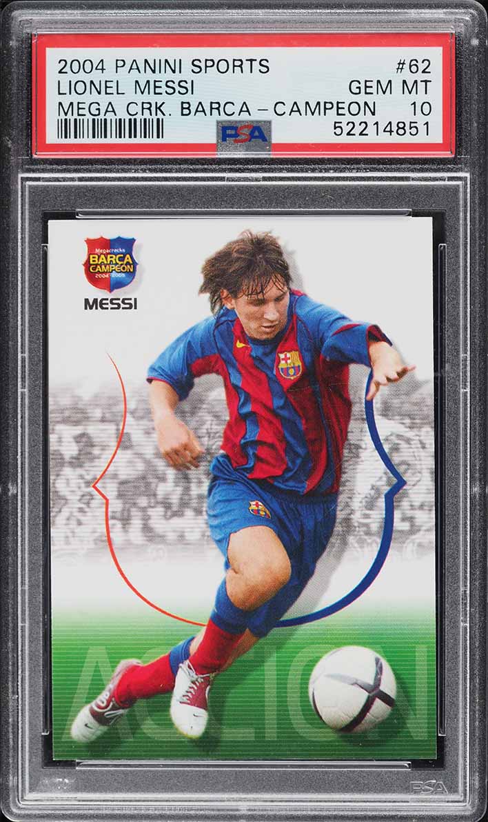 2004 Panini Sports Mega Cracks Barca Campeon Lionel Messi ROOKIE #62 PSA 10 GEM