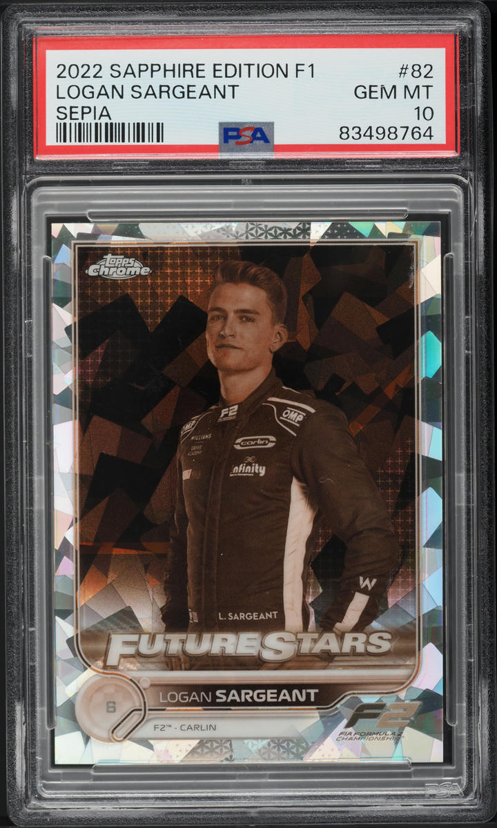 2022 Topps Chrome Formula 1 F1 Sapphire Sepia Logan Sargeant RC /100 #82 PSA 10