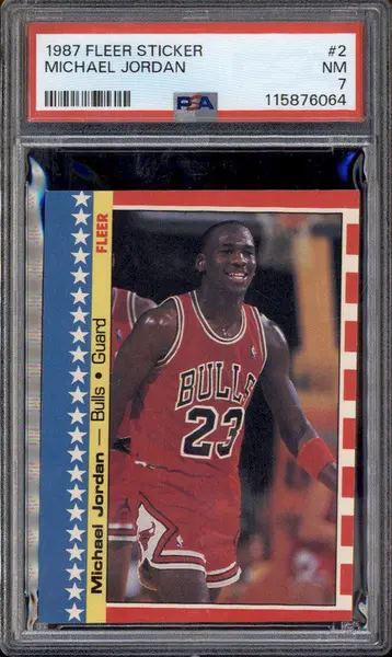 1987-88 Fleer Stickers #2 Michael Jordan PSA 7