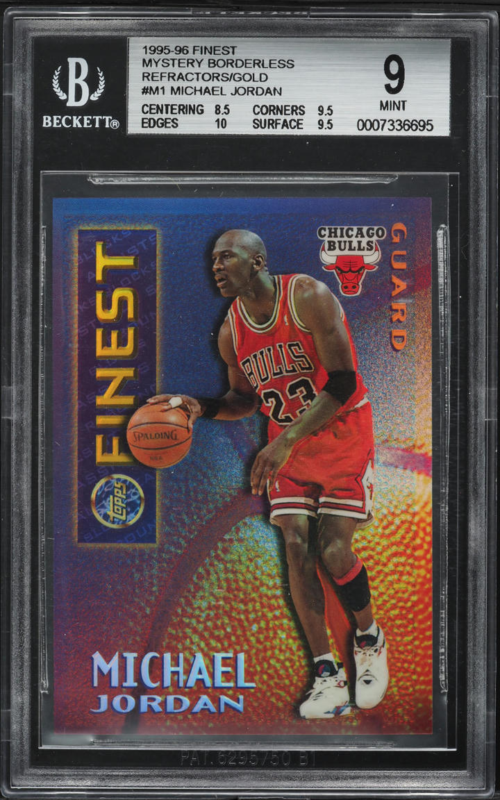 1995 Finest Mystery Borderless Gold Refractor Michael Jordan #M1 BGS 9 MINT