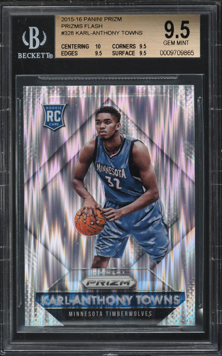 2015 Panini Prizm Flash Karl-Anthony Towns ROOKIE #328 BGS 9.5 GEM MINT