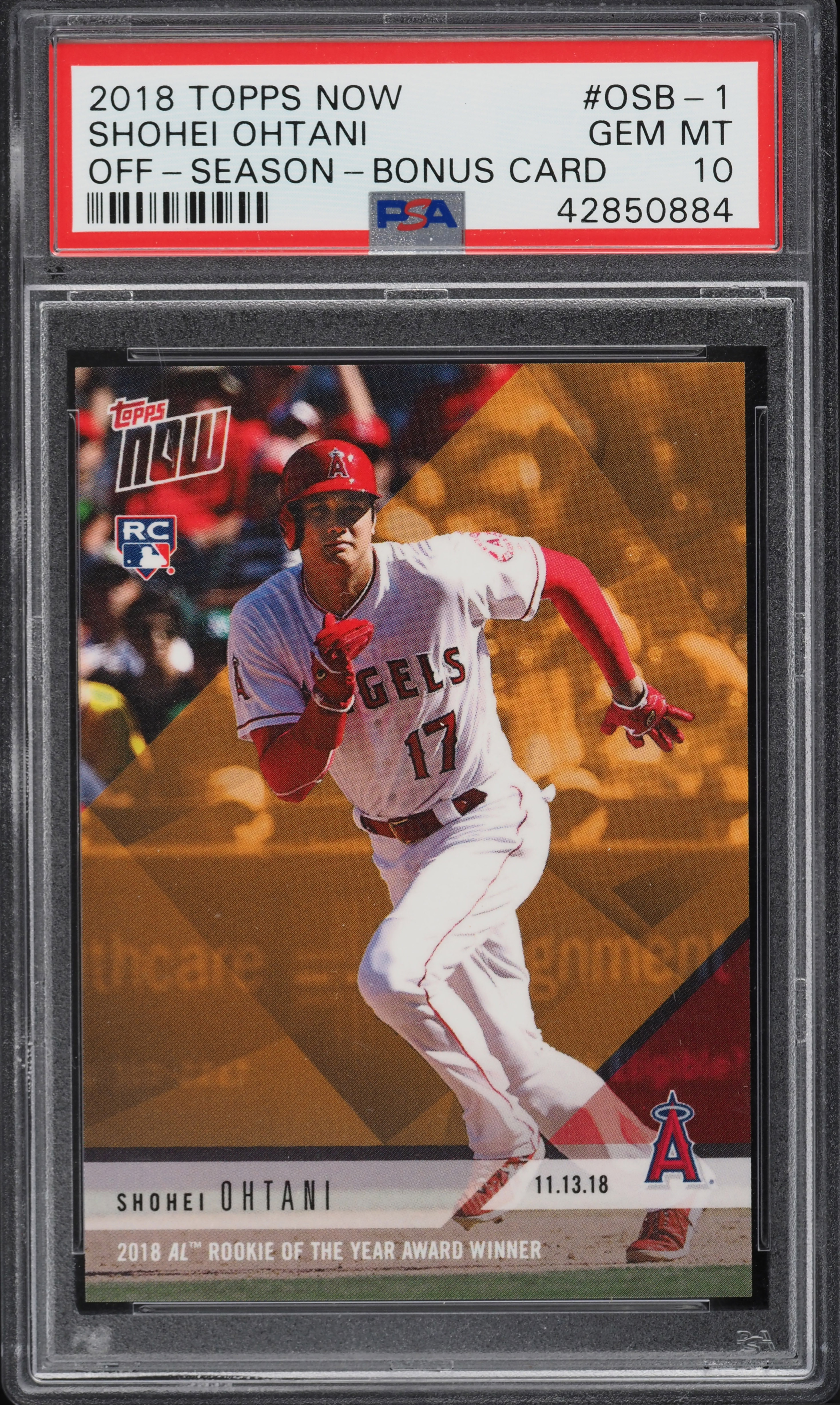 2018 Topps Now Off-Season Bonus Card Shohei Ohtani ROOKIE #OSB-1 PSA 10 GEM MINT