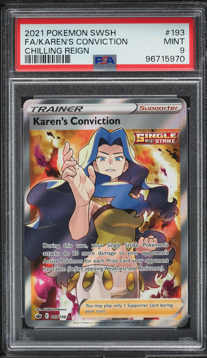 2021 Pokemon Sword & Shield Chilling Reign Karen's Conviction #193 PSA 9 MINT