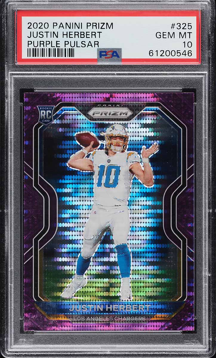 2020 Panini Prizm Purple Pulsar Justin Herbert ROOKIE #325 PSA 10 GEM MINT