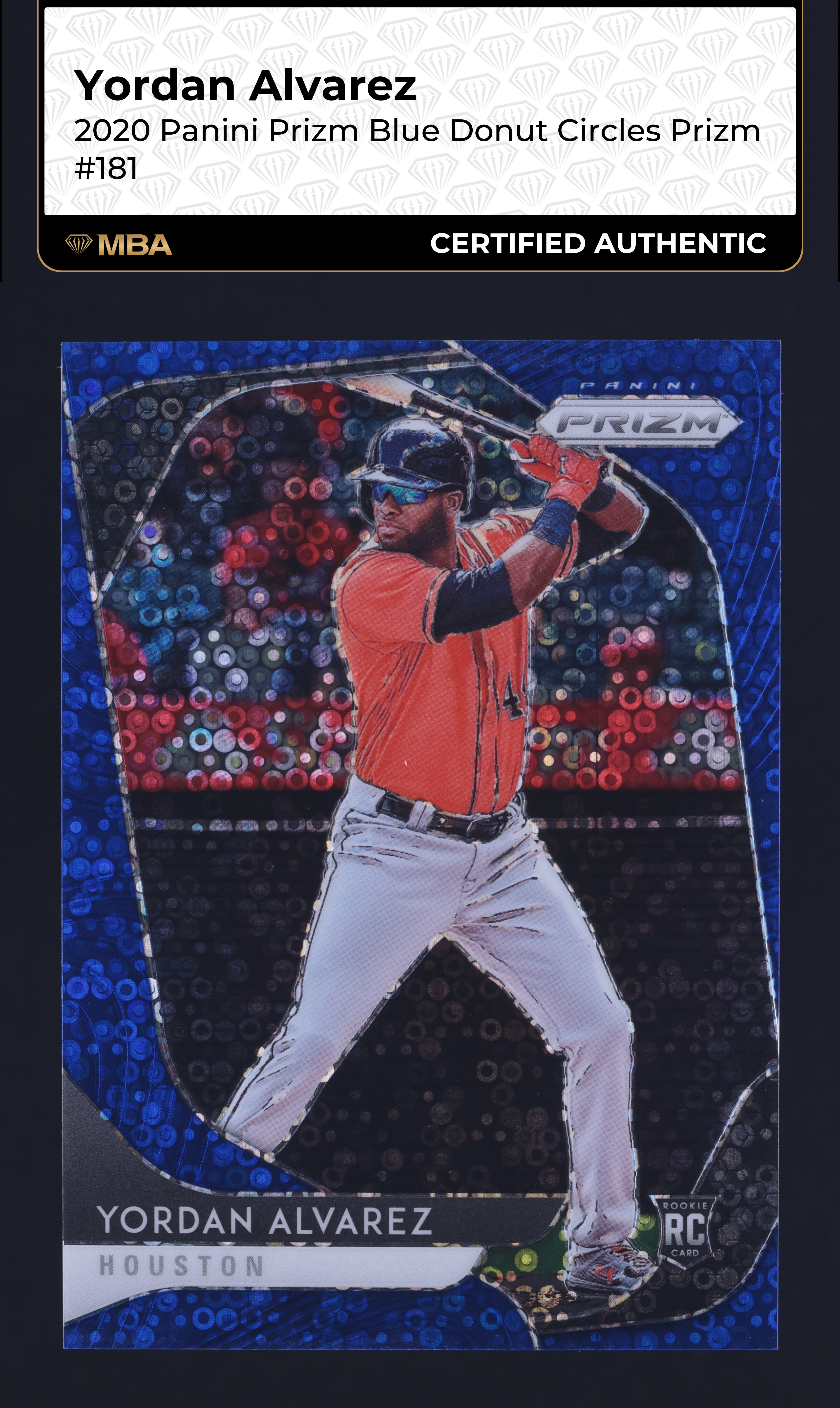 2020 Panini Prizm Blue Donut Circles Yordan Alvarez ROOKIE 199/199 #181 MBA AUTH