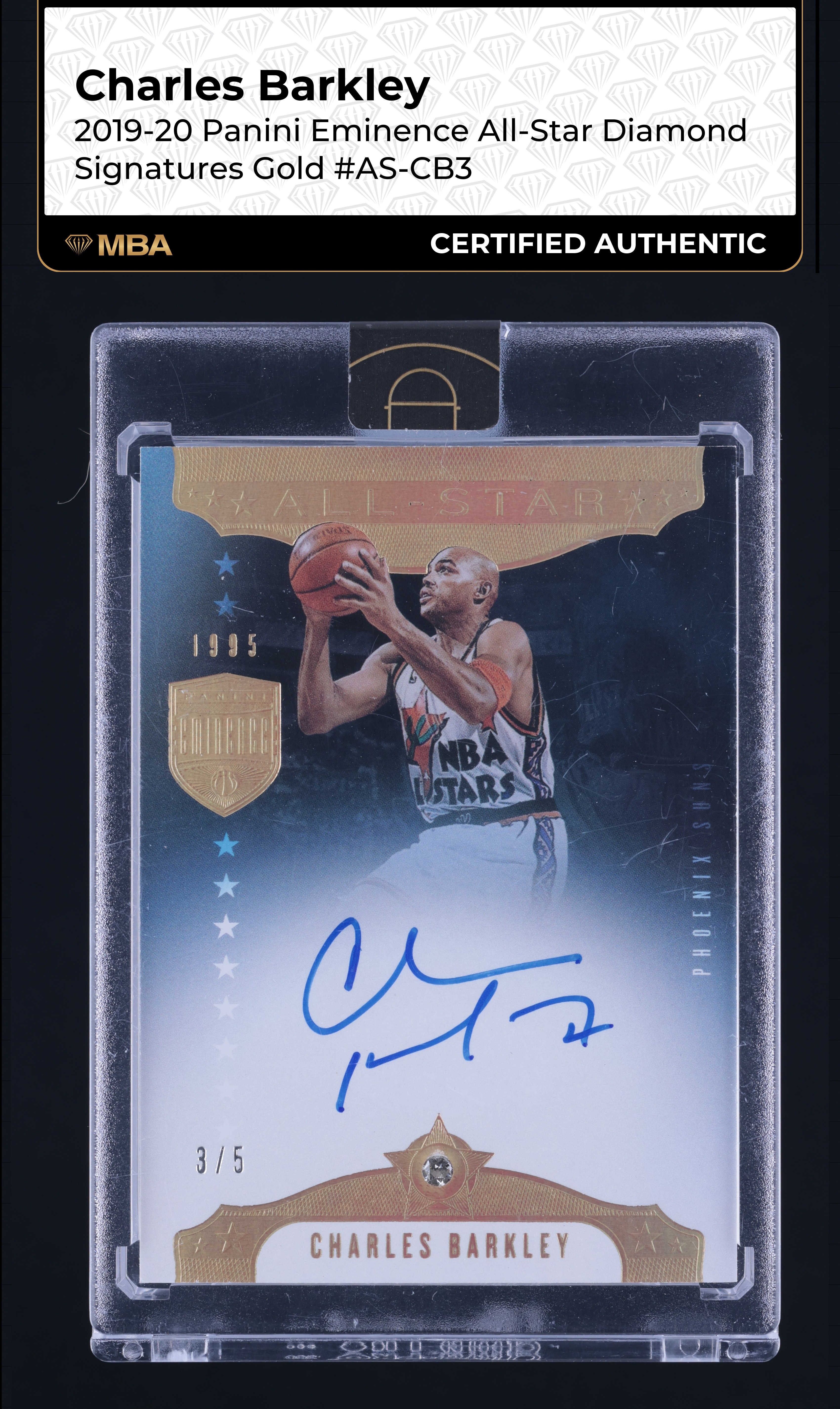 2019 Panini Eminence All-Star Diamond Gems Gold Charles Barkley AUTO /5 MBA AUTH