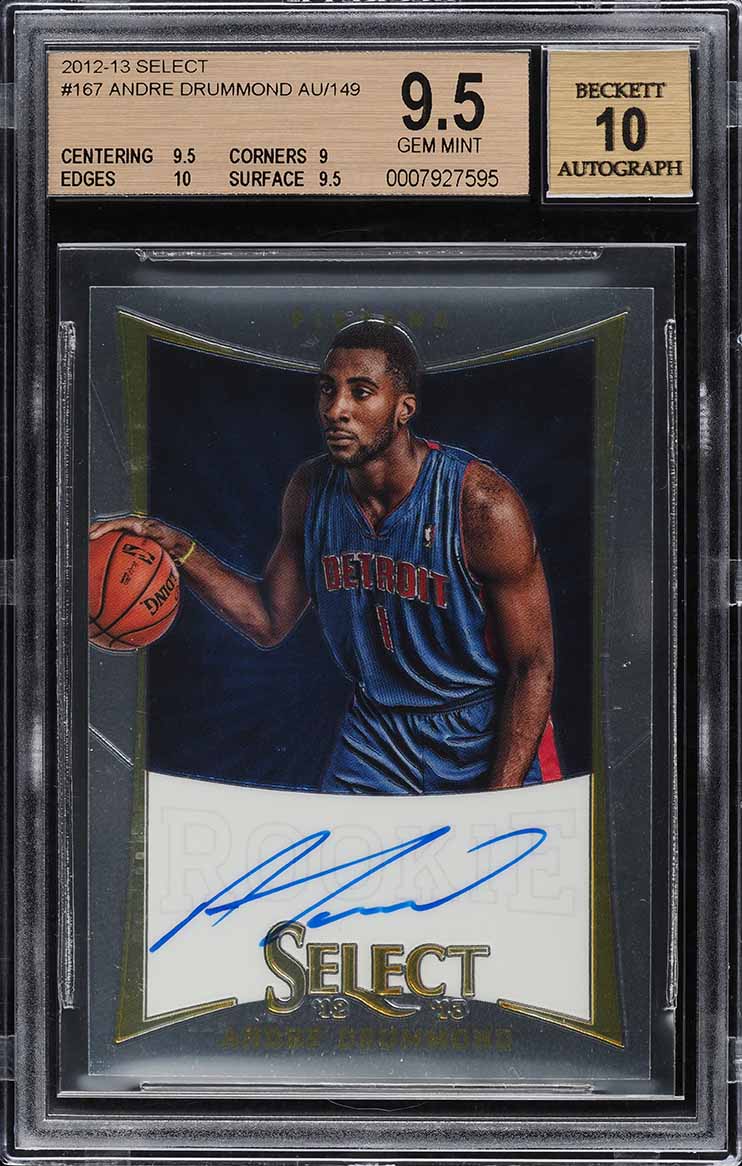 2012 Select Basketball Andre Drummond ROOKIE AUTO /149 #167 BGS 9.5 GEM MINT