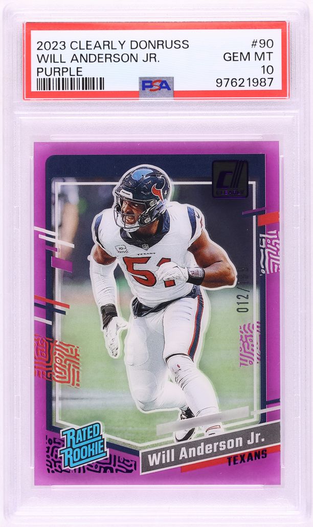 2023 Panini Clearly Donruss Purple Will Anderson Jr. ROOKIE /199 #90 PSA 10 GEM