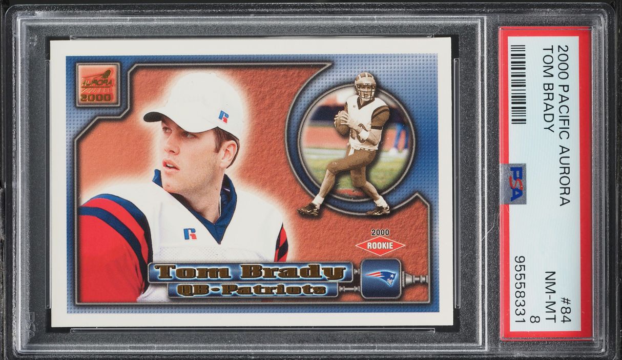 2000 Pacific Aurora Football Tom Brady ROOKIE #84 PSA 8 NM-MT