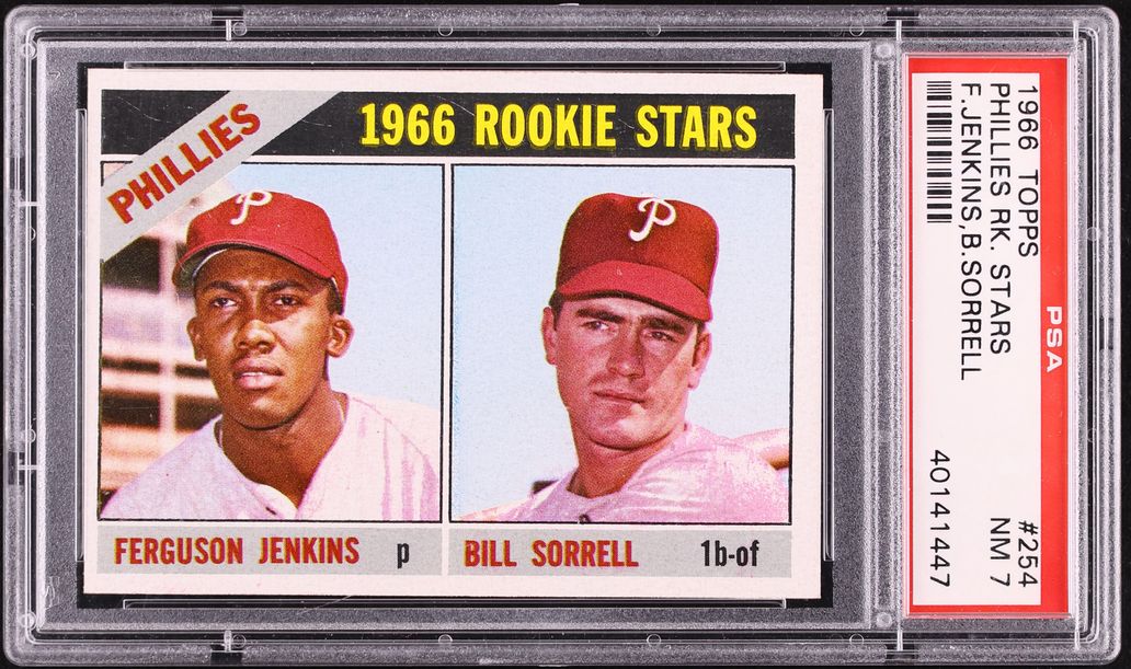 1966 Topps Phillies Fergie Jenkins ROOKIE #254 PSA 7 NRMT