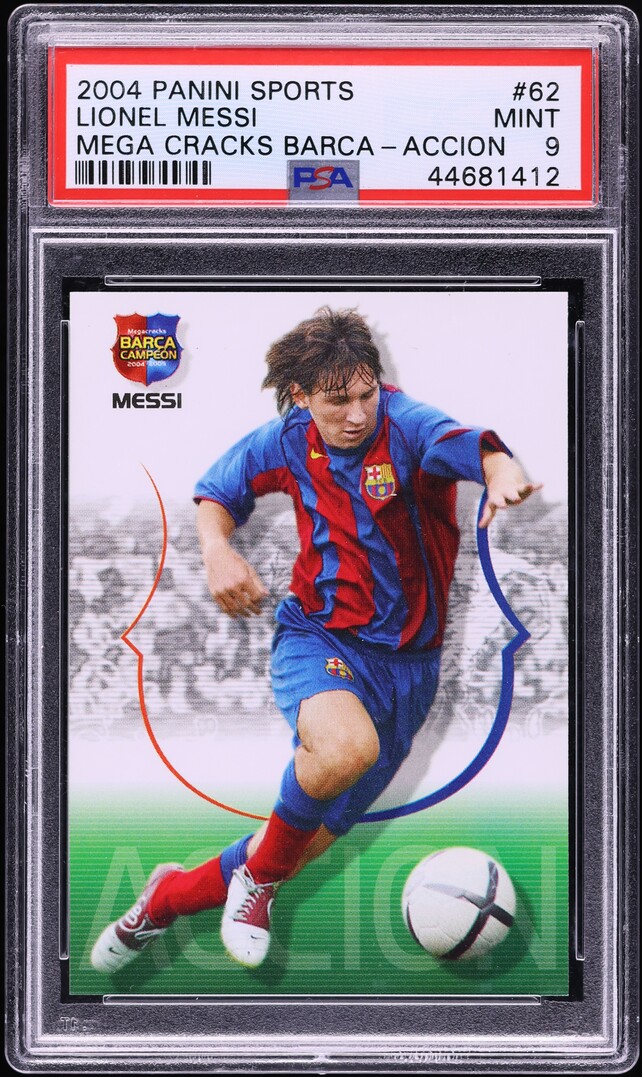 2004 Panini Sports Mega Cracks Barca Accion Lionel Messi #62 PSA 9 MINT