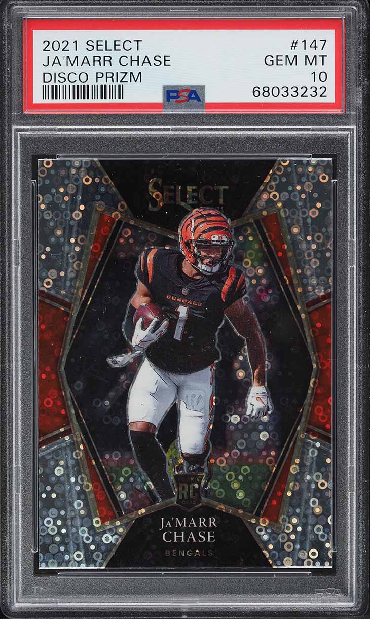 2021 Select Premier Level Disco Prizm Ja'Marr Chase ROOKIE #147 PSA 10 GEM MINT
