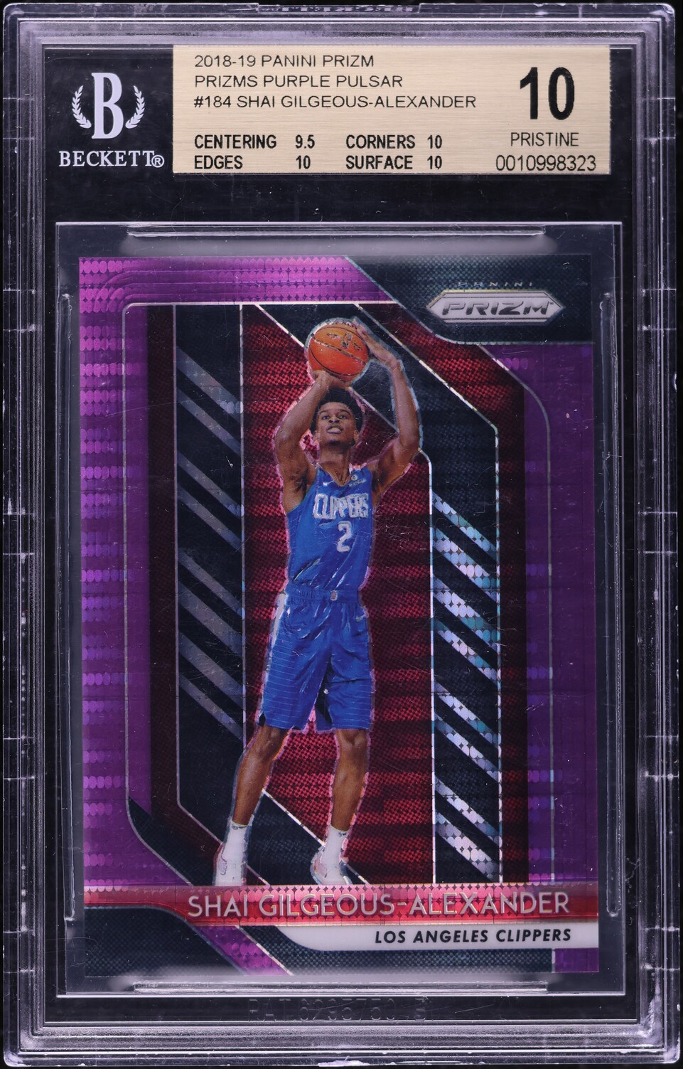 2018 Panini Prizm Purple Pulsar Shai Gilgeous-Alexander ROOKIE 1/35 #184 BGS 10